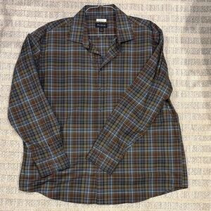 Jos. A. Bank Brown and Blue Plaid Casual Shirt